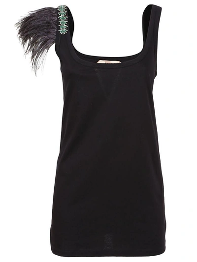 N°21 Feathers Studded Tank Top In Black