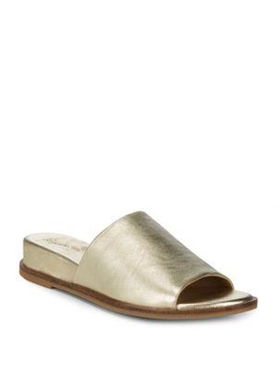Seychelles Take A Dive Leather Slides In Gold