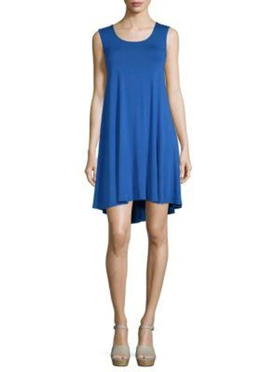 Joan Vass Hi-lo Tank Dress In Blue