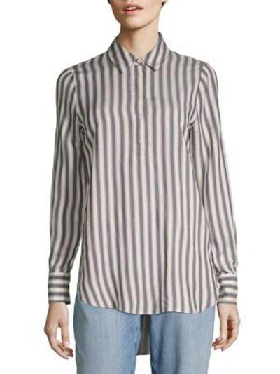 Philosophy Striped Hi-lo Blouse In White