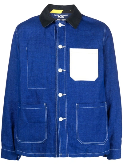 Junya Watanabe X Off White Linen-blend Shirt Jacket In Light Wash