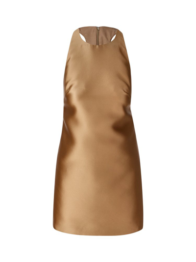 Valentino Round Neck Sleeveless Mini Dress In Beige