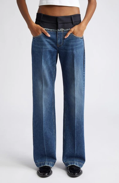 Stella Mccartney Paneled Blue Denim And Twill Jeans