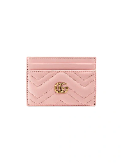 Gucci Gg Marmont Card Case In Pink