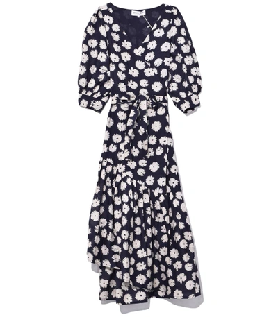 Apiece Apart Bougainvillea Floral-print Cotton And Silk-blend Wrap Dress In Black