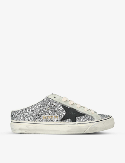 Golden Goose Womens Silver Super-star Sabots 70176 Glitter-leather Trainers