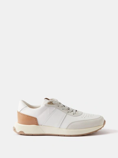 Tod's Low-top Suede And Leather Sneakers In White
