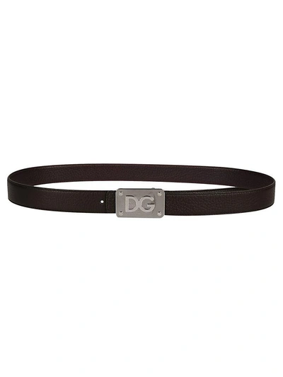 Dolce & Gabbana Dg Logo Buckle Belt In Black/blue