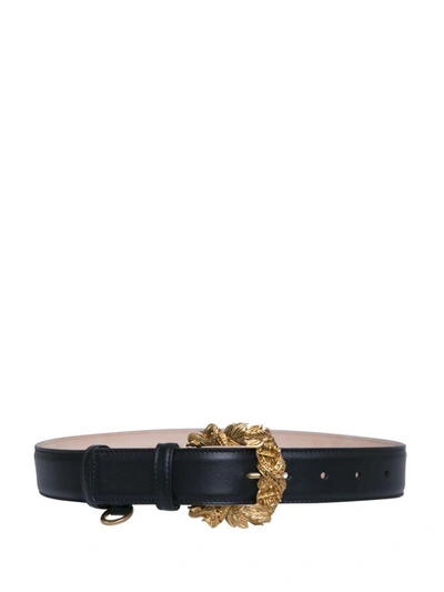 Versace Leather Belt In Nero