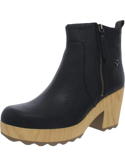 Dr. Scholl's Shoes Win Over Womens Leather Platform Ankle Boots In Black