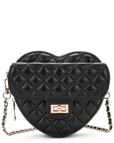 Tiffany & Fred Quilted Leather Heart-shaped Crossbody In Black