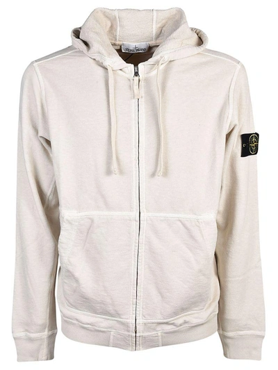 Stone Island Zip-up Hoodie In Stucco