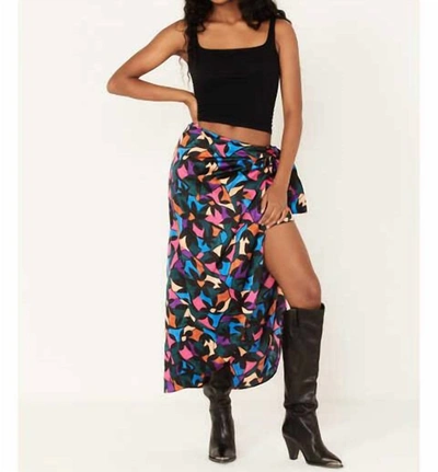 Show Me Your Mumu Wrap Me Up Skirt In Mosaic Magic Luxe Satin In Multi