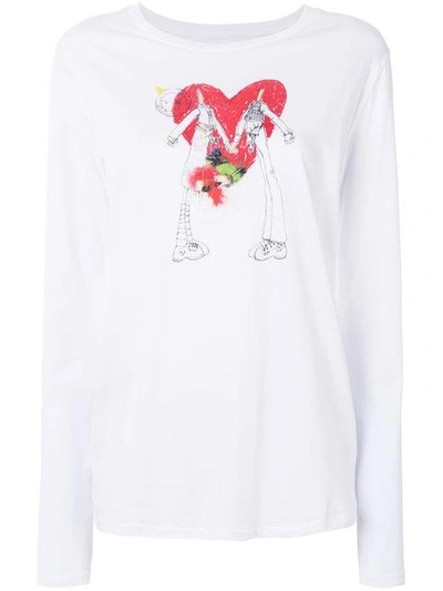 A.f.vandevorst Heart Print T-shirt In White