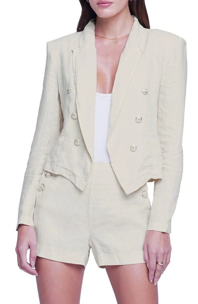 L Agence Wayne Cropped Double-breasted Jacket In Oat