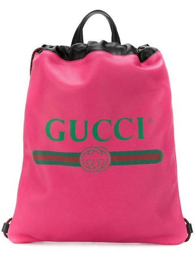 Gucci Logo Print Backpack