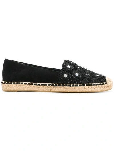 Tory Burch Mirror Embellished Espadrilles In Black