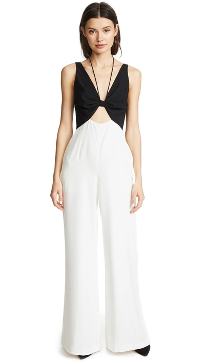 Jill Jill Stuart Two Tone Jumpsuit In Black/off White