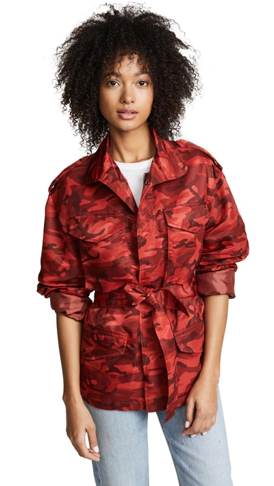 Nili Lotan Easton Jacket In Red Camouflage