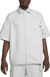 Nike Men's Club Button-down Short-sleeve Top In Wolf Grey