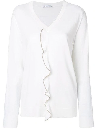 Agnona Ruffle Front Sweater - White