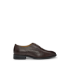 Hugo Boss Grained-leather Oxford Shoes With Embossed Logo In Brown