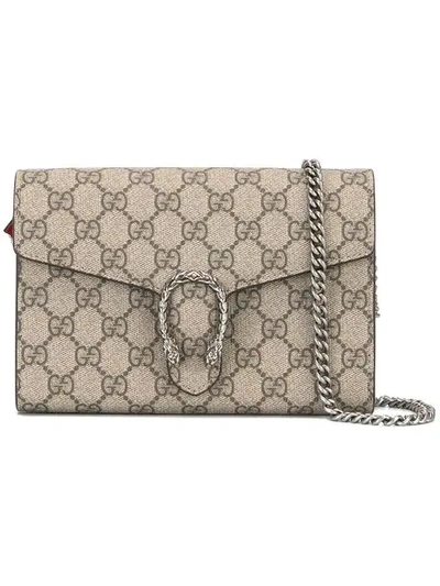 Gucci Logo Print Crossbody Bag In Neutrals