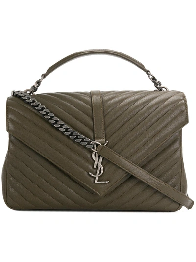 Saint Laurent Classic Large College Satchel - Green In Green