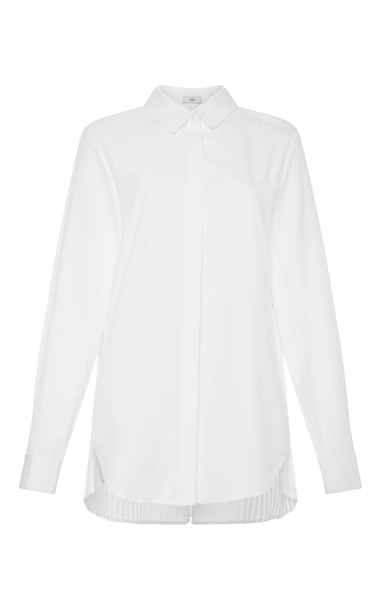 Tome White Cotton Poplin Pleat Back Shirt | ModeSens