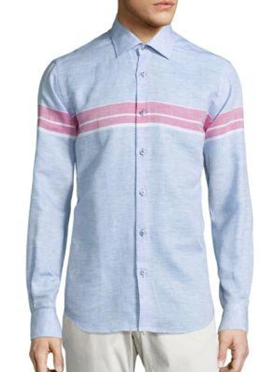 Saks Fifth Avenue Collection Striped Long Sleeve Shirt In Blue