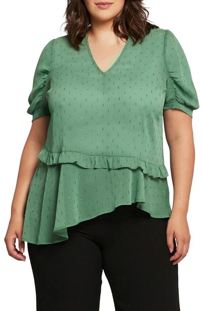 Estelle Phoebe Chiffon Lurex Top In Green