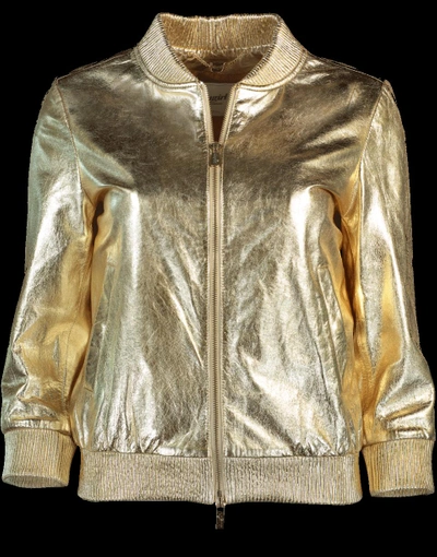 Blugirl Metallic Leather Jacket In Oro