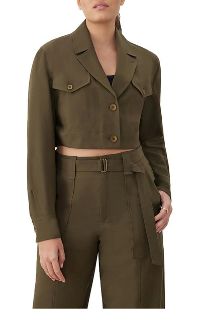 Gstq Utility Cropped Shirt Jacket In Green
