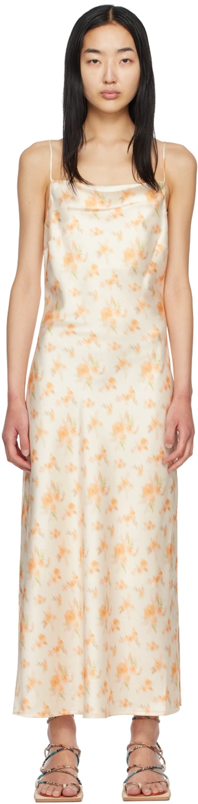 Holzweiler Eila Floral-print Satin Midi Dress In Cream