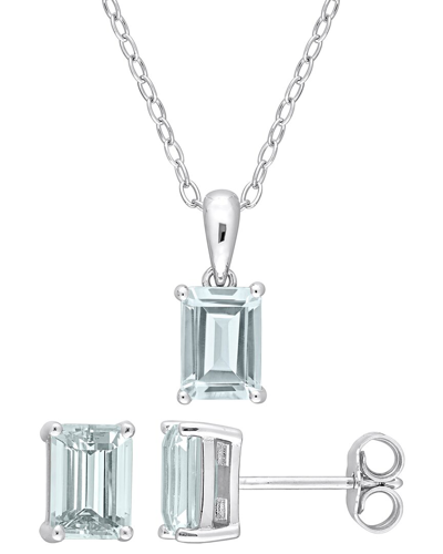 Rina Limor Silver 2.85 Ct. Tw. Aquamarine 2pc Jewelry Set