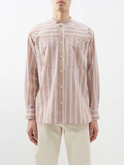 Isabel Marant Stand-collar Striped Cotton Shirt In Yellow