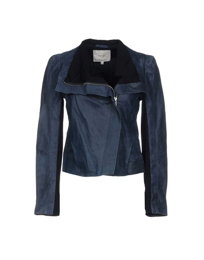 Maje Biker Jacket In Slate Blue