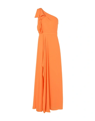 Halston Heritage Long Dresses In Orange
