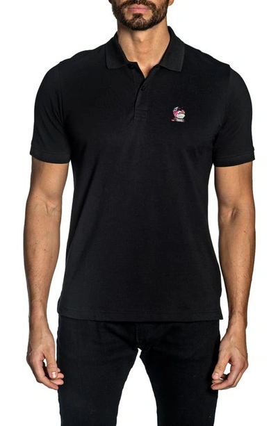 Jared Lang Cotton Knit Polo In Black