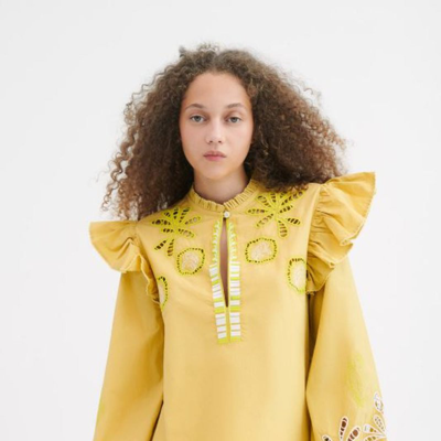 Chufy Dilli Embroidered Blouse In Yellow