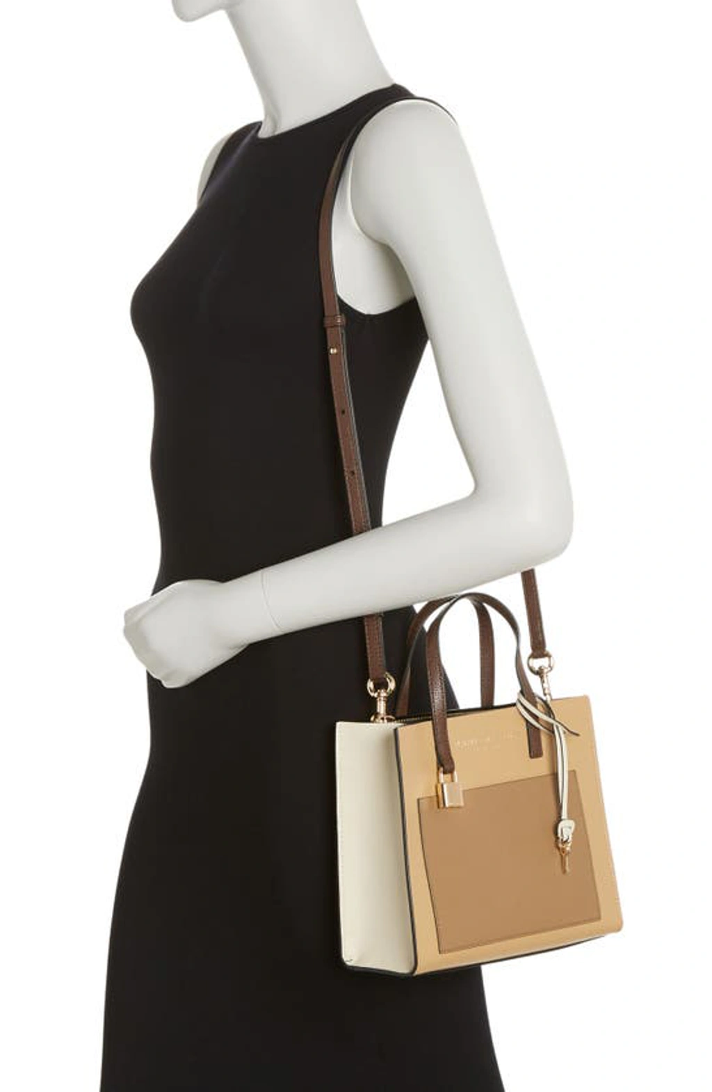 Marc Jacobs Mini Grind Colorblock Leather Tote Bag In Iced Coffee
