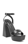 Chase & Chloe Rayla Ankle Strap Platform Sandal In Black Pu