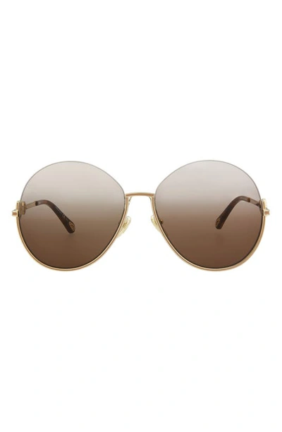 Chloé 61mm Oversized Sunglasses In Gold Brown