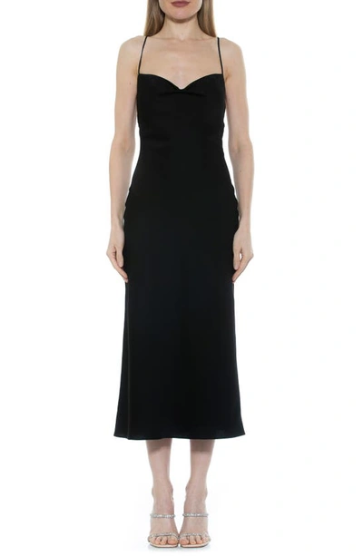 Alexia Admor Dionee Draped Cowl Neck Midi Dress In Black