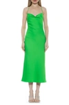 Alexia Admor Dionee Draped Cowl Neck Midi Dress In Bright Green