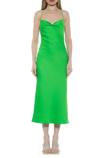 Alexia Admor Dionee Draped Cowl Neck Midi Dress In Bright Green