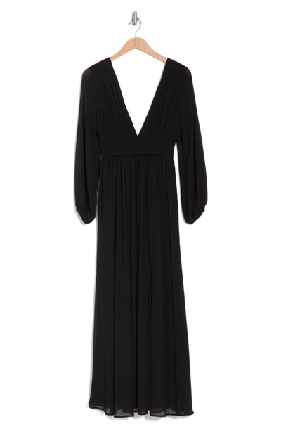 Love By Design Iris V-neck Long Sleeve Maxi Dress In Jet Black