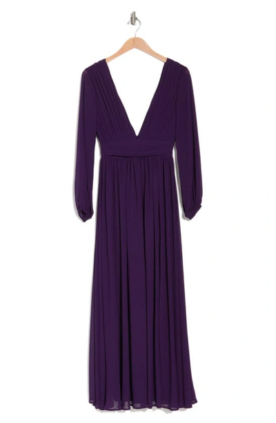 Love By Design Iris V-neck Long Sleeve Maxi Dress In Blackberry Cordial