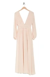 Love By Design Iris V-neck Long Sleeve Maxi Dress In Champagne