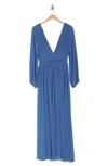 Love By Design Iris V-neck Long Sleeve Maxi Dress In Dutch Blue